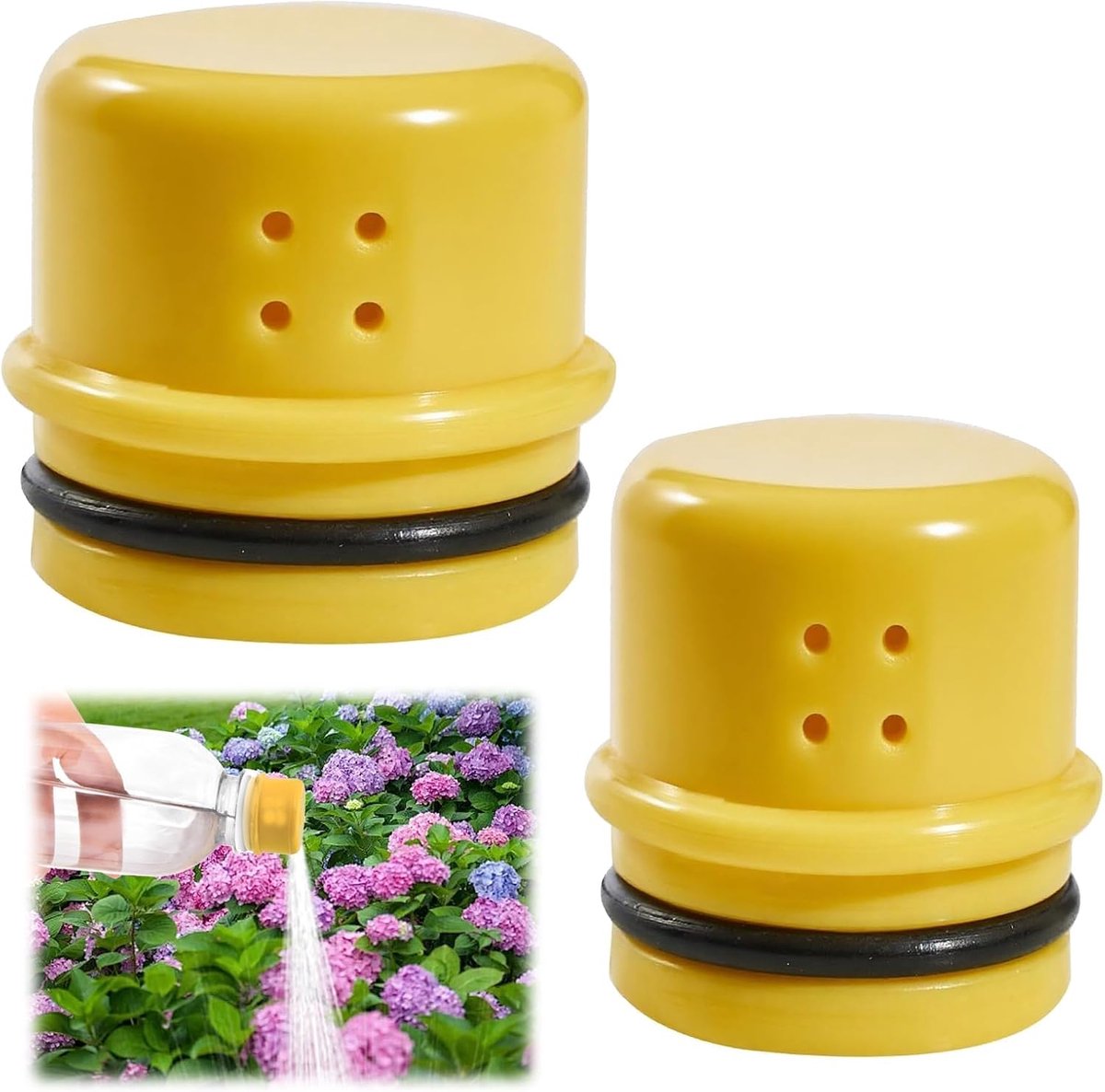 2-delige draagbare spoelset - Geschikt voor reizen, kamperen en buitengebruik - Universele spoelset voor waterflessen - Compatibel met alle plastic flessen (groot en klein) - Accessoire voor waterflessen - Mondstuk met 4 gaten