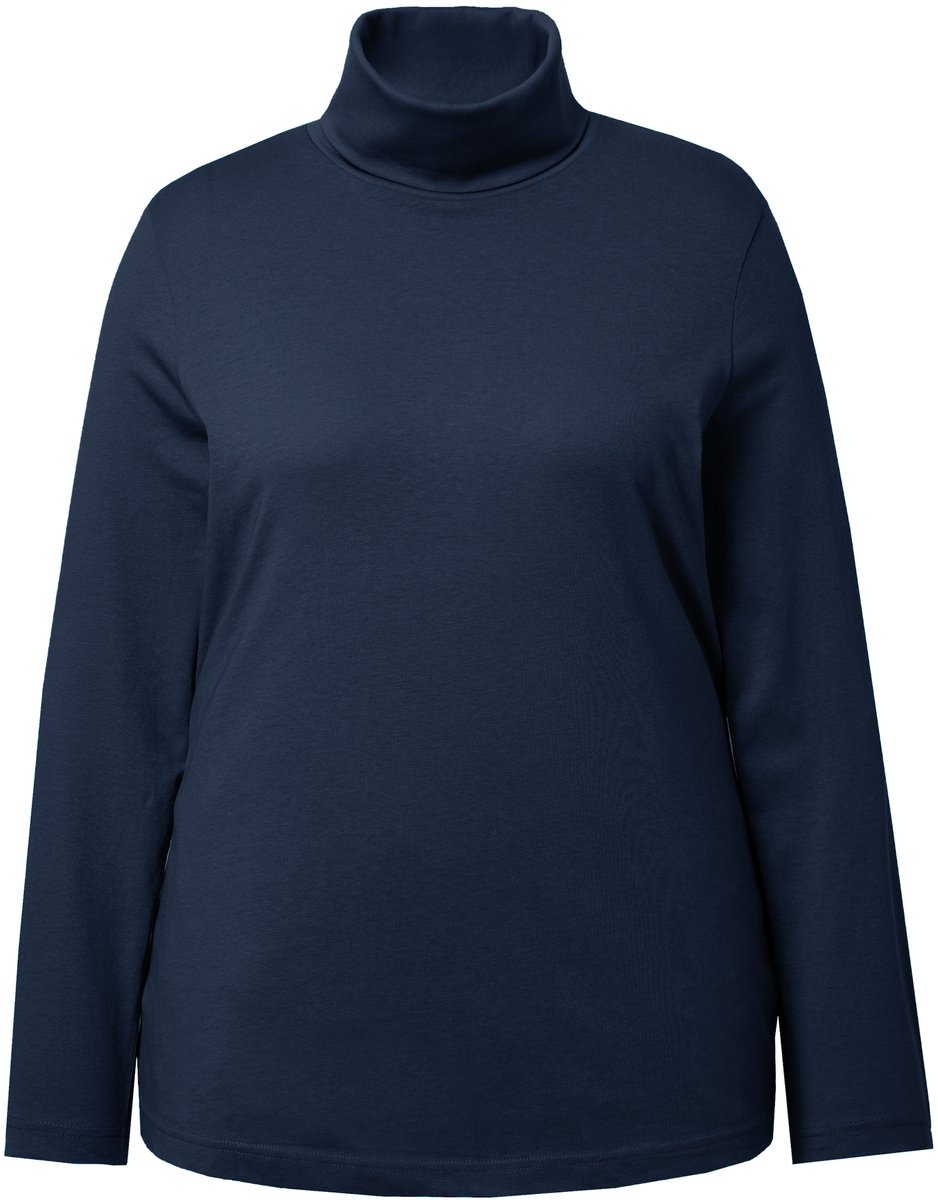 Ulla Popken - Dames - Shirt col slim lange mouwen - Marine - Maat 62+