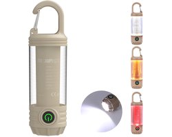 Led-kampeerlamp - draagbare outdoor campinglantaarn - werkt op batterijen - USB - 150-200 lumen - voor kamperen, wandelen, stroomuitval, noodgevallen -met haak - draagbare mini campingzaklamp - tentlicht - 6 verlichtingsmodi - waterdicht noodlicht