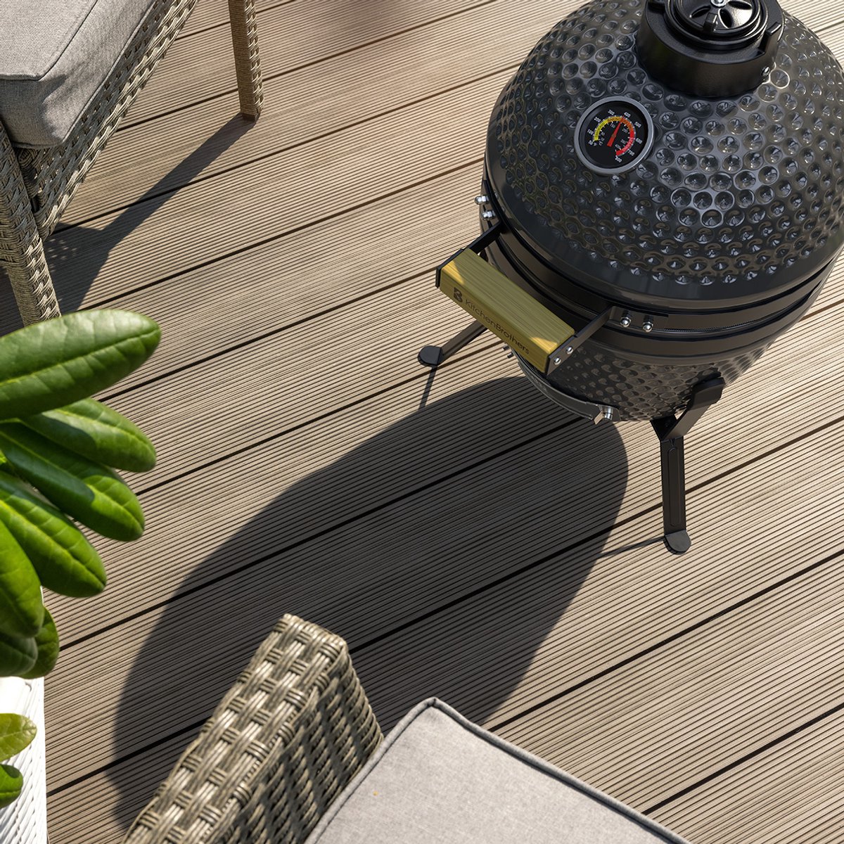 KitchenBrothers Kamado BBQ - 13 Inch Houtskool Barbecue - 27⌀ cm - PFAS-vrij - Egg BBQ - Grijs – foto 8