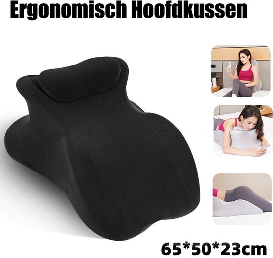 Sunova Ergonomisch Hoofdkussen - Hoofdkussen Nekklachten - Voor Rug-, Buik- en Zijslapers - Memory Foam - Traagschuim Slaapkusse-Zwartn - Kussen - Ergonomisch Kussen - Orthopedische Kussens