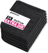 Jackdoek Classic Microvezeldoekjes - 5 pack - 31 x 37 cm - Extra épais - Zwart - Sans raies, Fortement absorbant et Lavable - Pour Glas, Carrelage, Cuisine, Salle de bain, Auto, Écran