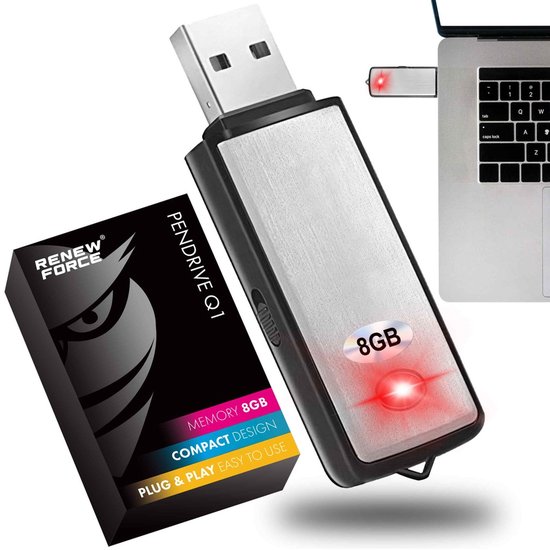 Renew Force Q1 Voice Recorder Pendrive 8GB USB