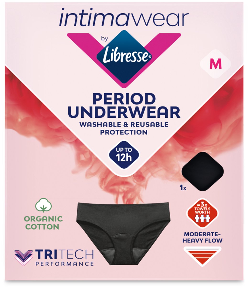 Bol.com Libresse Menstruatie Ondergoed Wasbaar - zwart biologisch katoen - Medium aanbieding