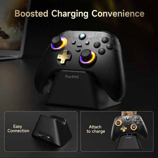 Draadloze Pro Gamecontroller met Oplaaddock voor PC, Switch, iOS en Android - Hall Effect Joysticks — afbeelding 4