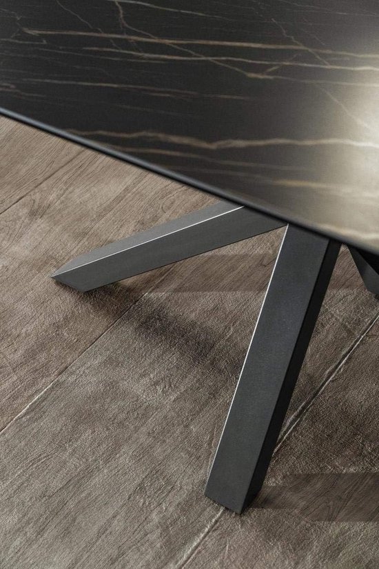 Uitschuifbare Eettafel 110-140×80 Cm - Voor 4-6 Personen - Met 1 Deur En 2 Laden Moderne Stijl Zwart