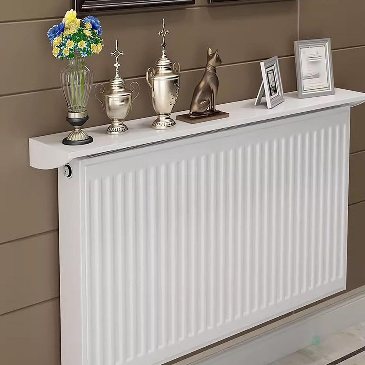 Moderne Witte Radiatorombouw met Opbergplank - Ponsvrije Montage