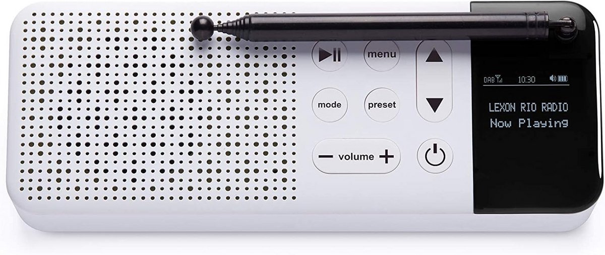 DAB+ en FM Radio met Bluetooth Speaker en Oplaadbare Batterij - Wit