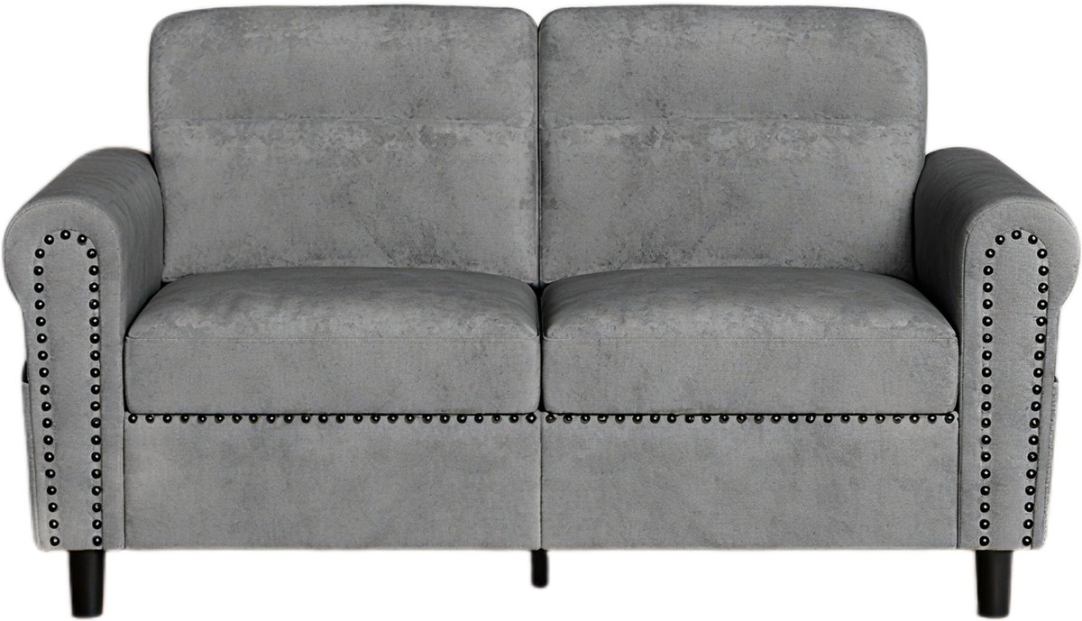 Bealife AR72 Bank - 2-Zitsbank met Zijvak - Suède Stoffen Bank - 152 × 76 × 84 cm - Grijs