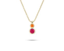 Gisser Jewels N1038YOF-42+5 Dames Ketting Zirkonia Oranje Roze 42+5 cm Goudkleurig