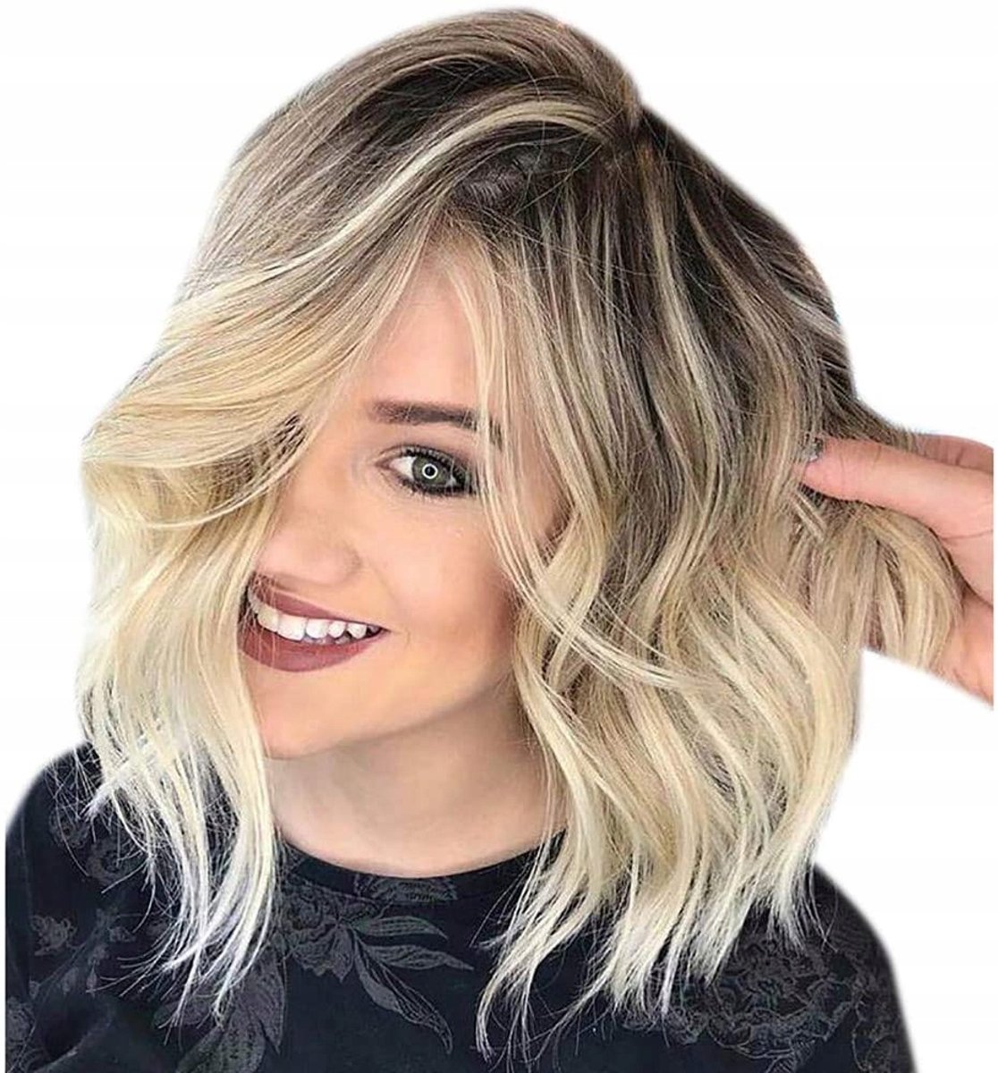 Damespruik Blond Ombre Bob Korte Golfjes Synthetisch Haar Cosplay