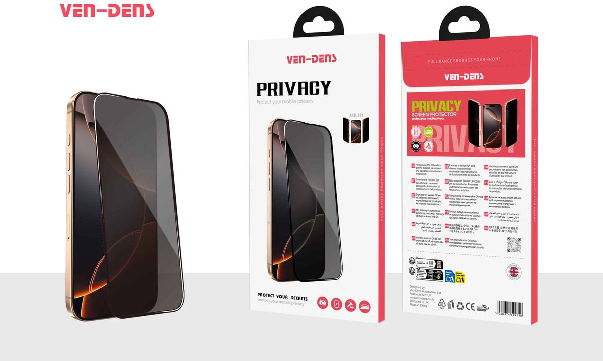 Ven-Dens - Privacy Screen Protector – Full Screen - iPhone 14/13/13 Pro/16e/17e