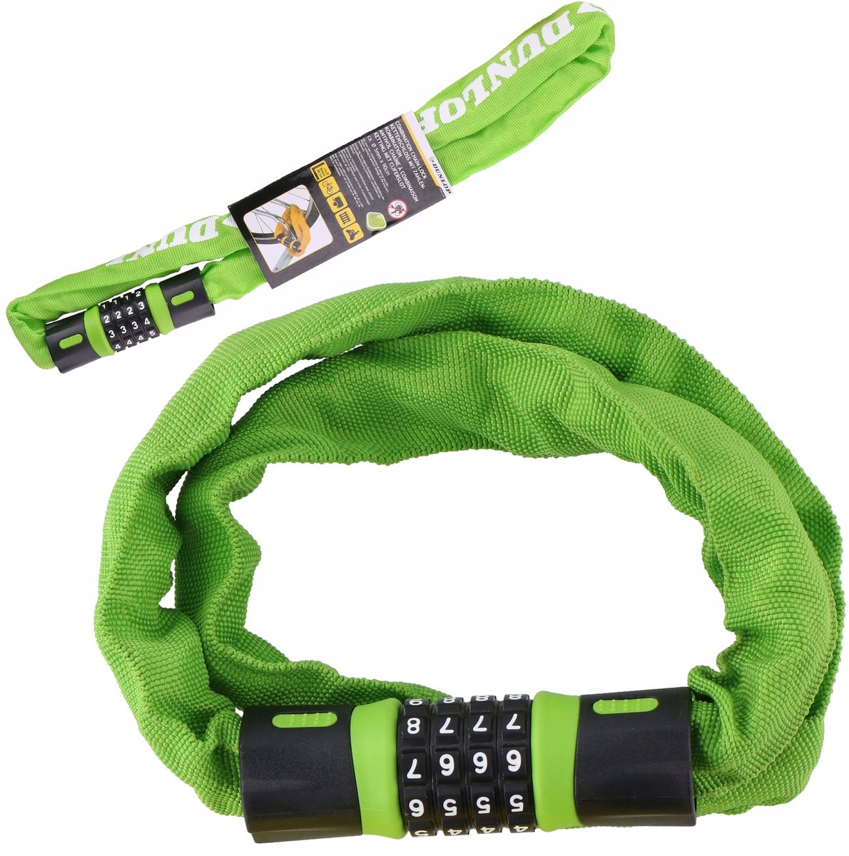 Dunlop Fietsketting met Cijferslot - 90cm Groen