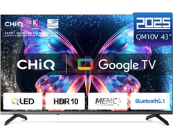 CHiQ U43QM10V - Smart TV 43 Inch - QLED Pro Google TV - UHD 4K - Randloos Metal Design - Dolby Audio - Nieuw