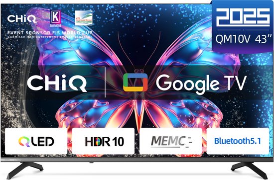 CHiQ U43QM10V - Smart TV 43 Inch - QLED Pro Google TV - UHD