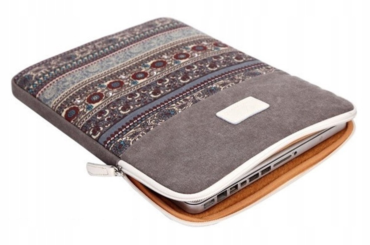 Dames Laptophoes 15.6" ETNO Canvas Oriëntaals Grijs