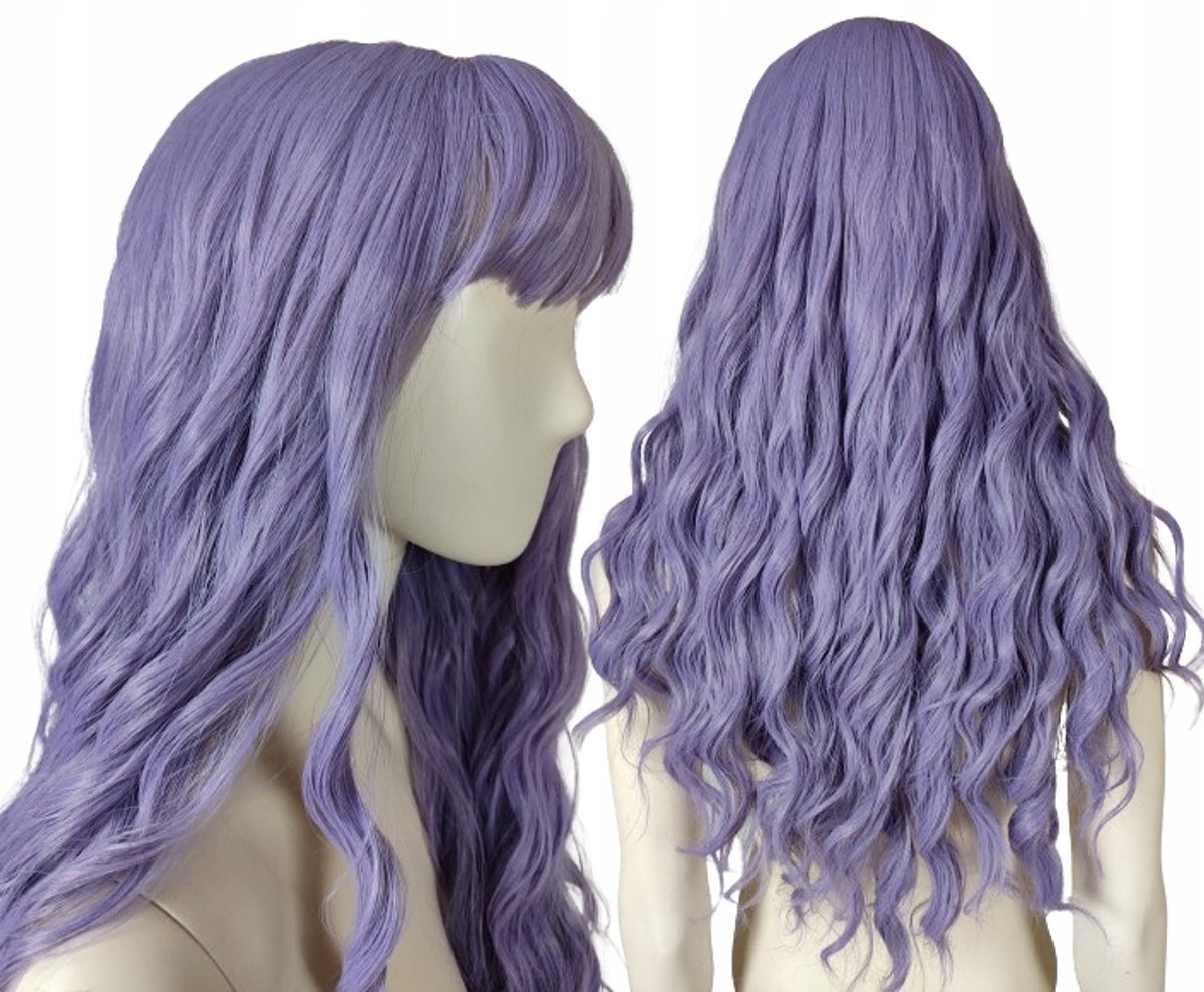 Pastelpaarse Goth-pruik met pony - lang haar met vloerbedekking (75 cm)