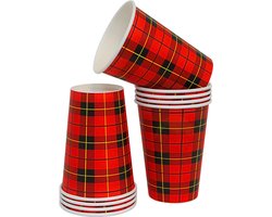 KURTT 2500 stuks 7oz/180ml, Goedkopedisposable.nl - Koffiebekers to go koffiebeker karton 'schotse ruit' Drinkbeker - Koffiebeker - Kartonnen Beker - Wegwerpbeker - Papieren Beker - Topkwaliteit - Lekvrij !