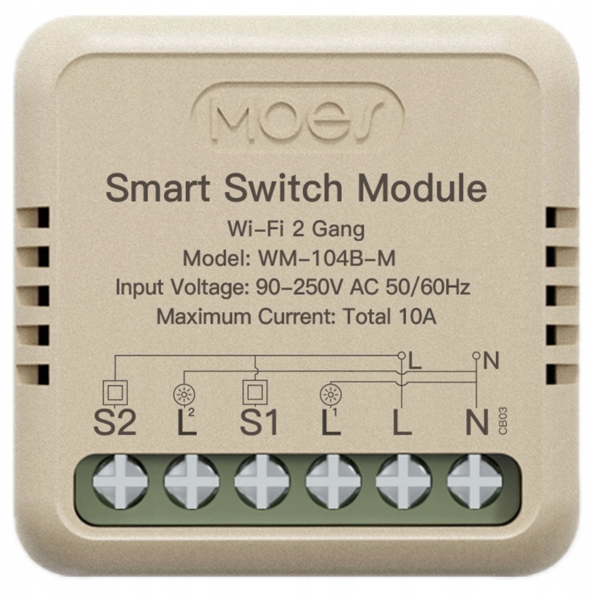 Moes MS-104B-M Mini WiFi Dubbele Inbouwschakler TUYA