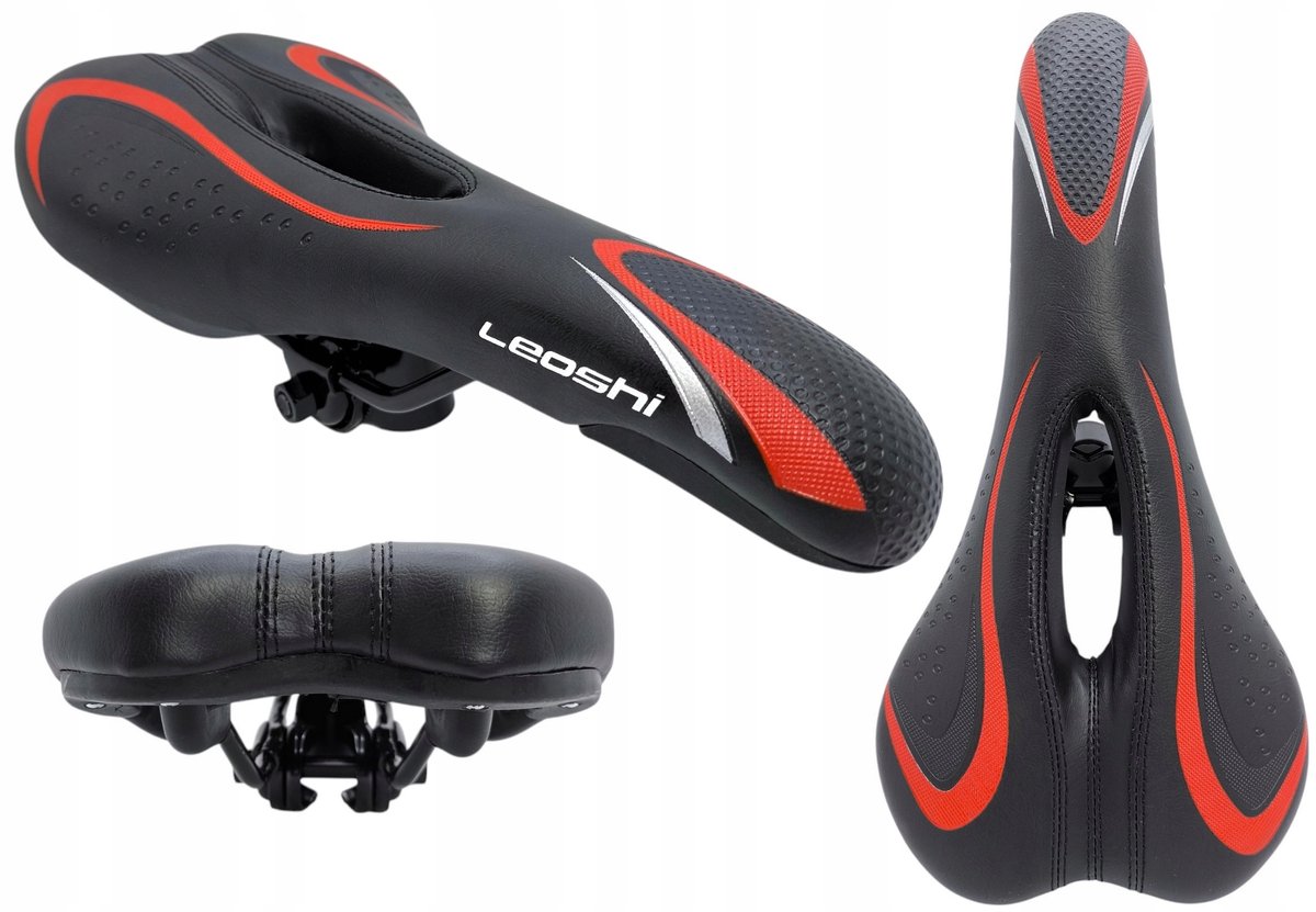Comfortabele MTB Fietszadel Zwart/Rood