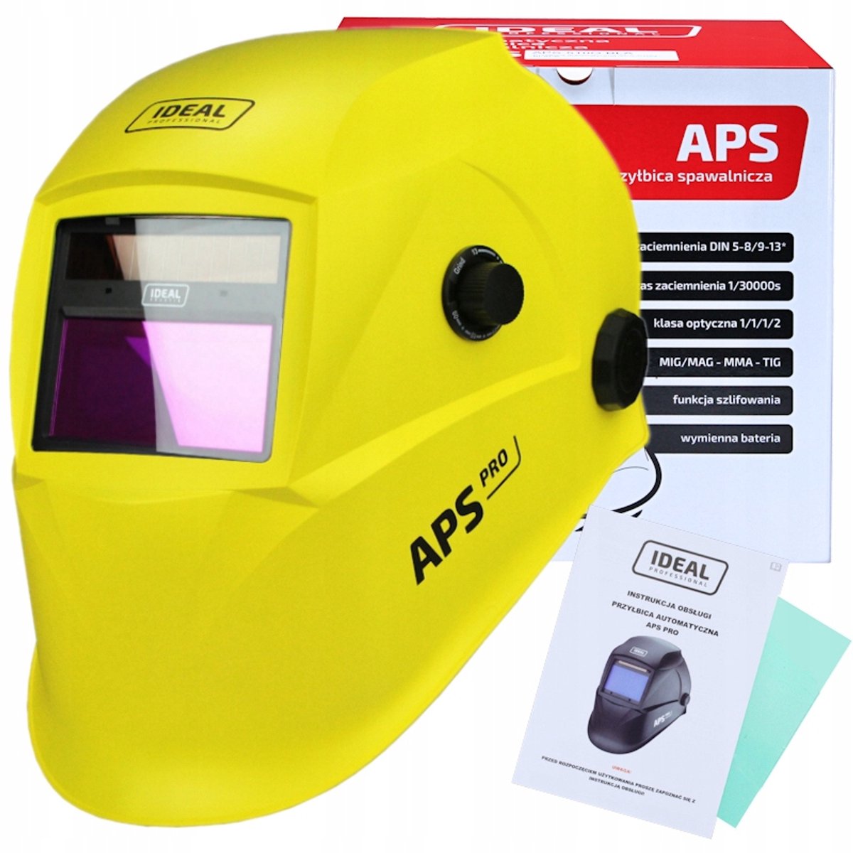 Automatische lashelm IDEAL APS-510G Geel Mat True Color