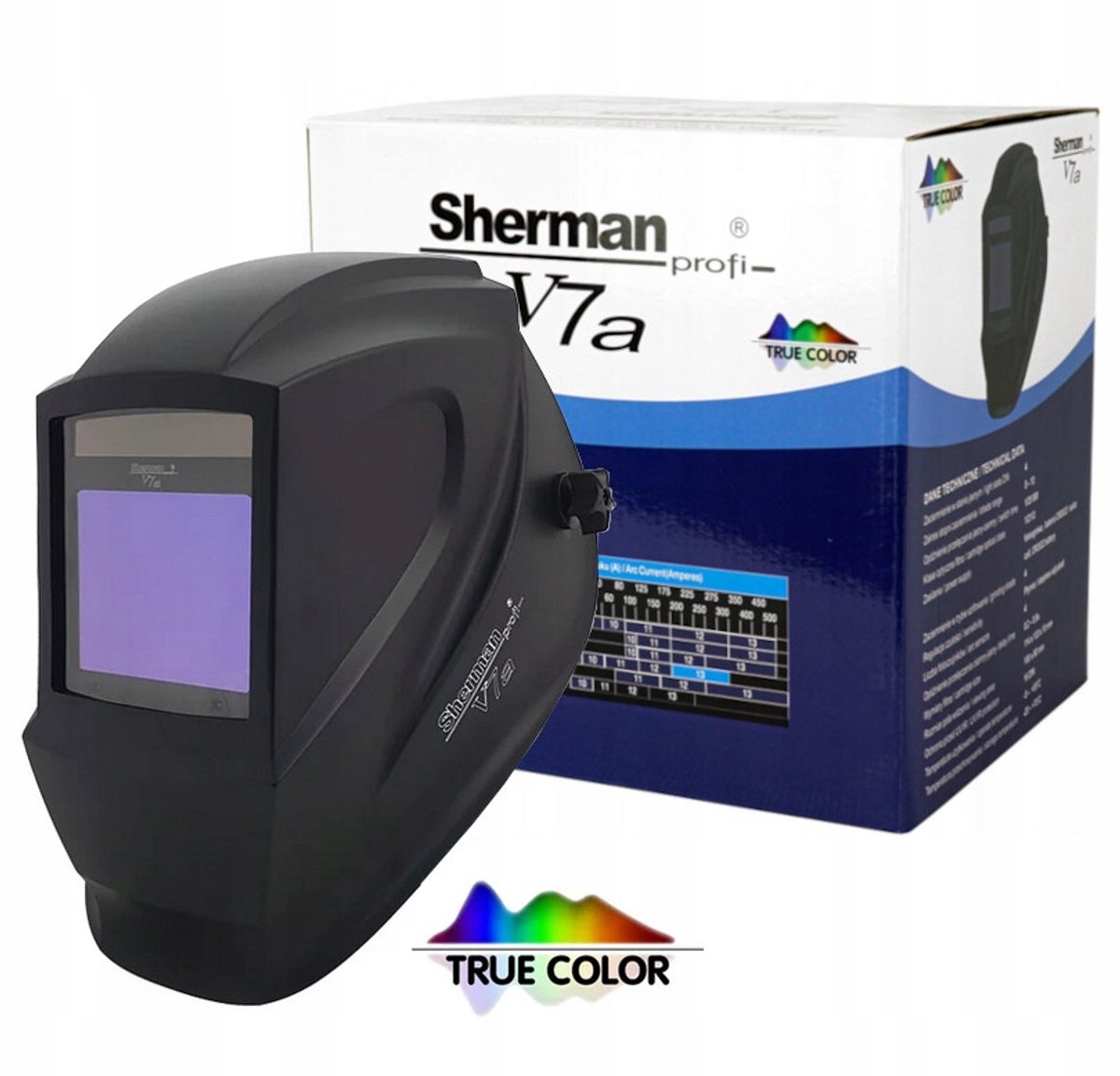 Automatische lashelm Sherman V7a - MIG/TIG/MMA, True Color