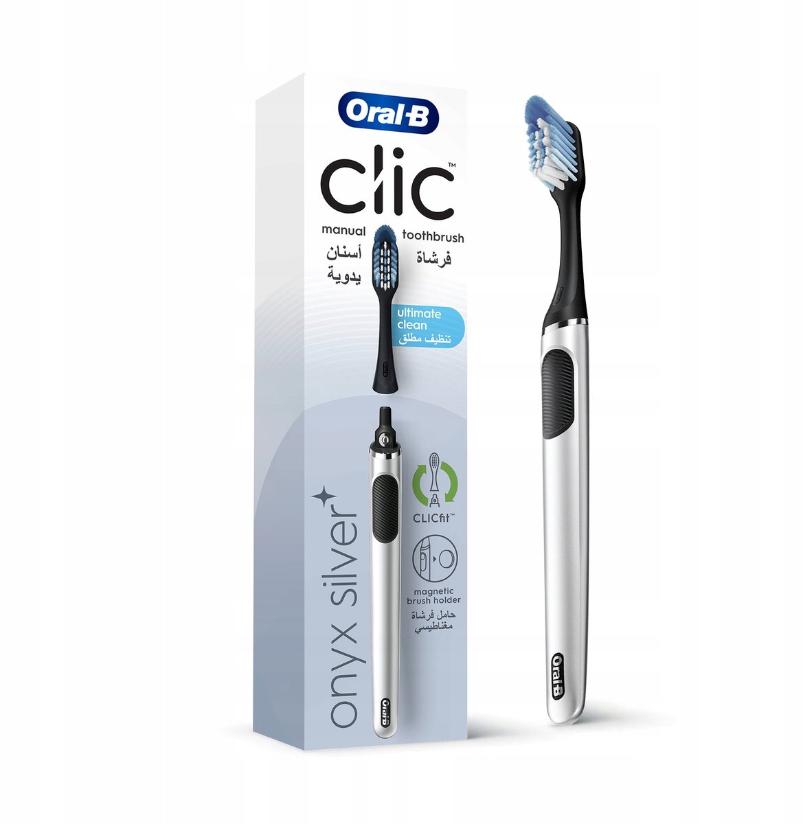 Oral-B Clic Zilver Handtandenborstel met Magnetische Houder