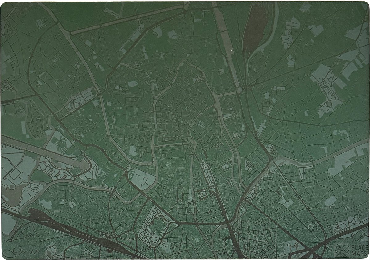 Place Maps Gegraveerde Kunstlederen Placemat Gent Mosgroen 1 stuk