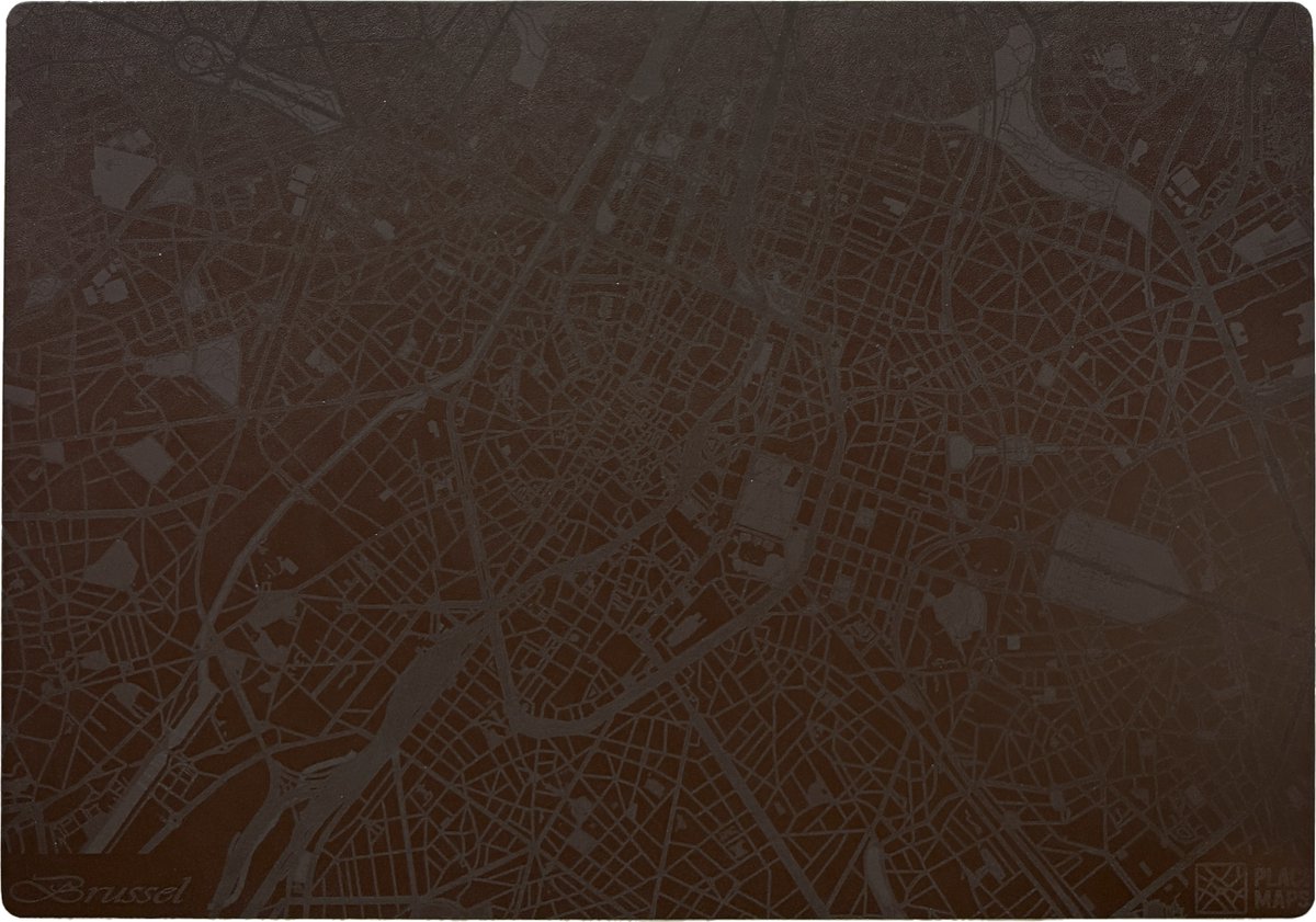 Place Maps Gegraveerde Kunstlederen Placemat Brussel Cacaobruin 1 stuk