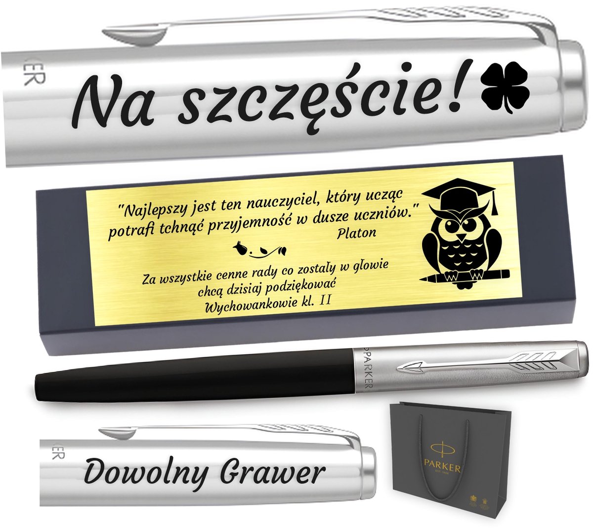 Parker Jotter 60 Zwart Vulpen met Gratis Gravure en Gouden Plaquette