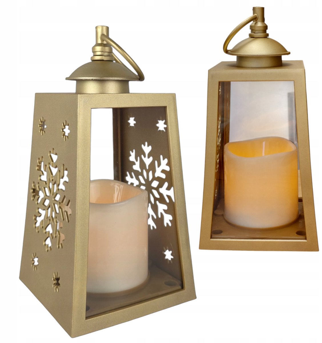 Gouden LED Lantaarn met Kaars - Decoratieve Buitenlamp
