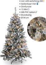 COSTWAY Kunstkerstboom van 195 cm met verlichting, sneeuw, dennenappels en rode bessen, dennenboom met 8 verlichtingsmodi, 420 warmwitte ledlampen, kerstboom, kunstboom voor Kerstmis COSTWAY Kunstkerstboom van 195 cm met verlichting, sneeuw, dennenappels en rode bessen, dennenboom met 8 verlichtingsmodi, 420 warmwitte ledlampen, kerstboom, kunstboom voor Kerstmis