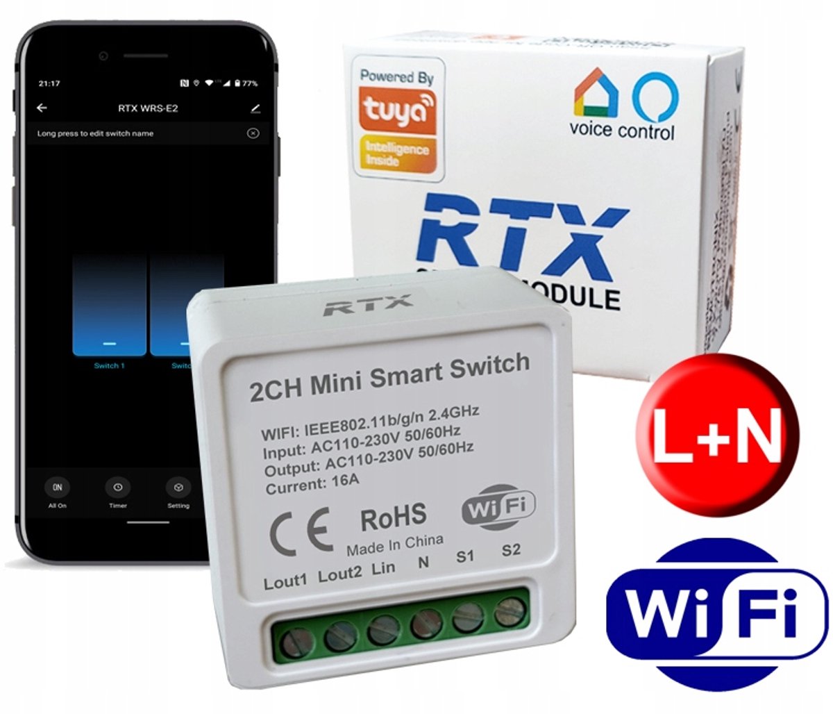 RTX WRS-E2 WiFi Smart Home Verlichting Module 2 Kanaals