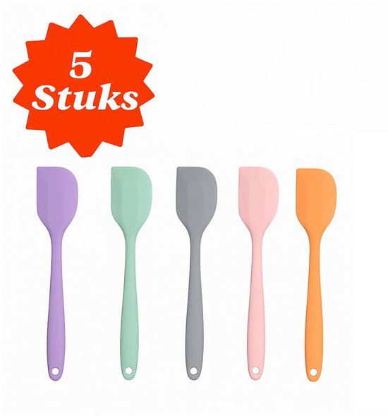 Spatule colorée en silicone, lot de 5 (ustensiles de cuisine), spatule résistante à la chaleur, mélange de couleurs