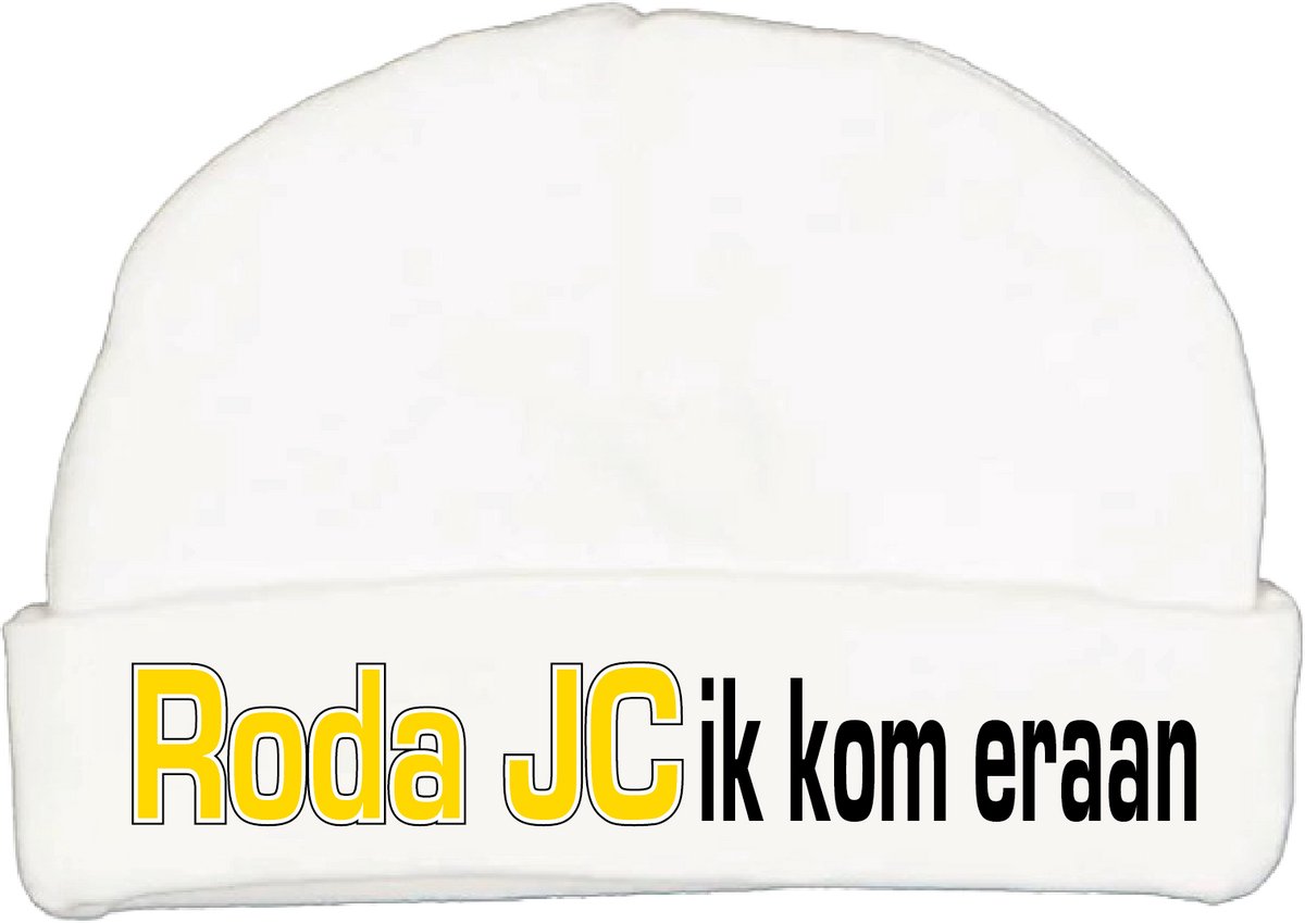 Babymutsje met de tekst: Roda JC ik kom eraan !
