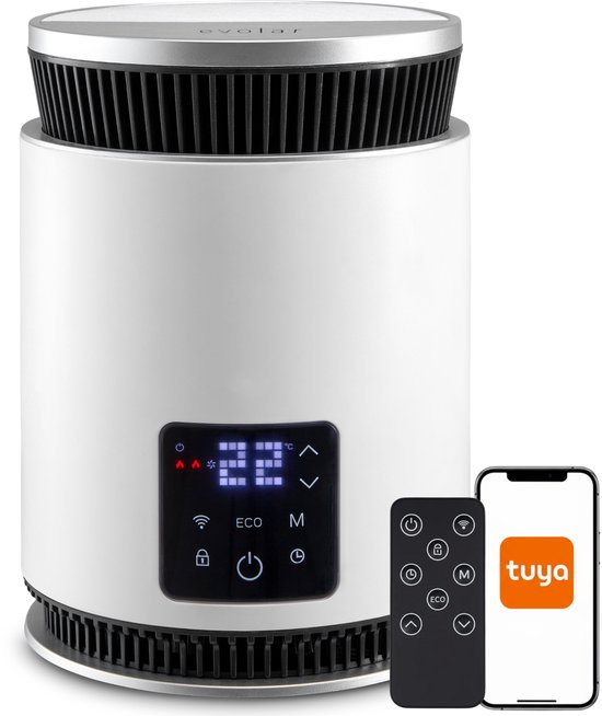 Evolar 360° Elektrische Kachel - 900/1800W - 25m2 - Keramische Ventilatorkachel - WiFi & App - Automatische Thermostaat - ECO-modus - EVO-PTC360W