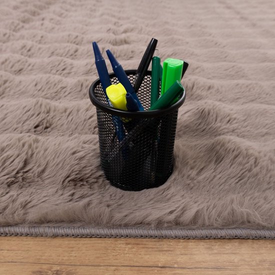 Tapis Taupe Doux Tapis à Poils Hauts Koho Bubble - 160x230 cm - Moderne - Salon - Chambre à Coucher - Salle à Manger