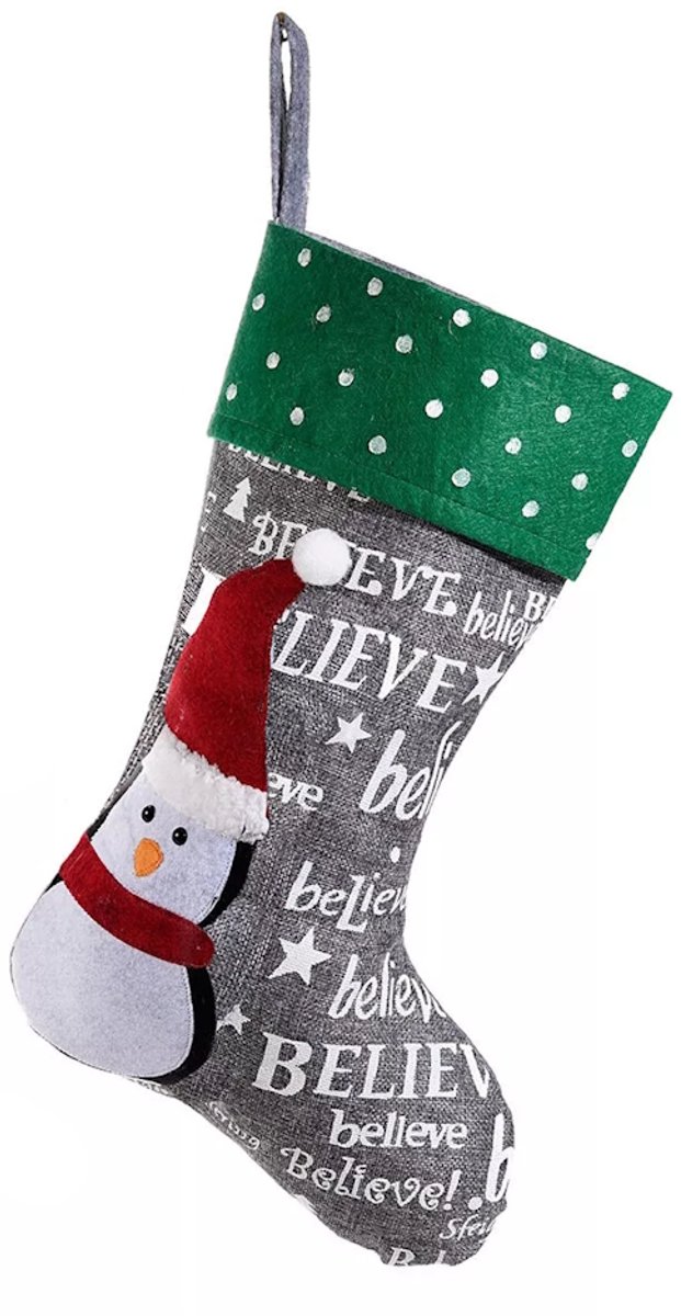 Kerstsok Pinguïn - 25 × 42,5 cm - Kerstsok om te vullen - Kerstdecoratie