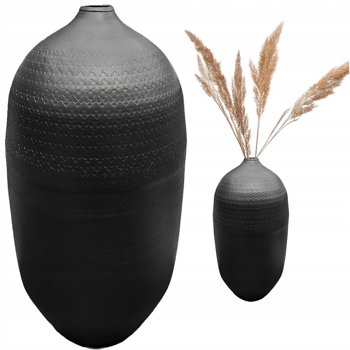 Zwarte Metalen Vloervaas 48cm - Stijlvolle Loft Decoratie