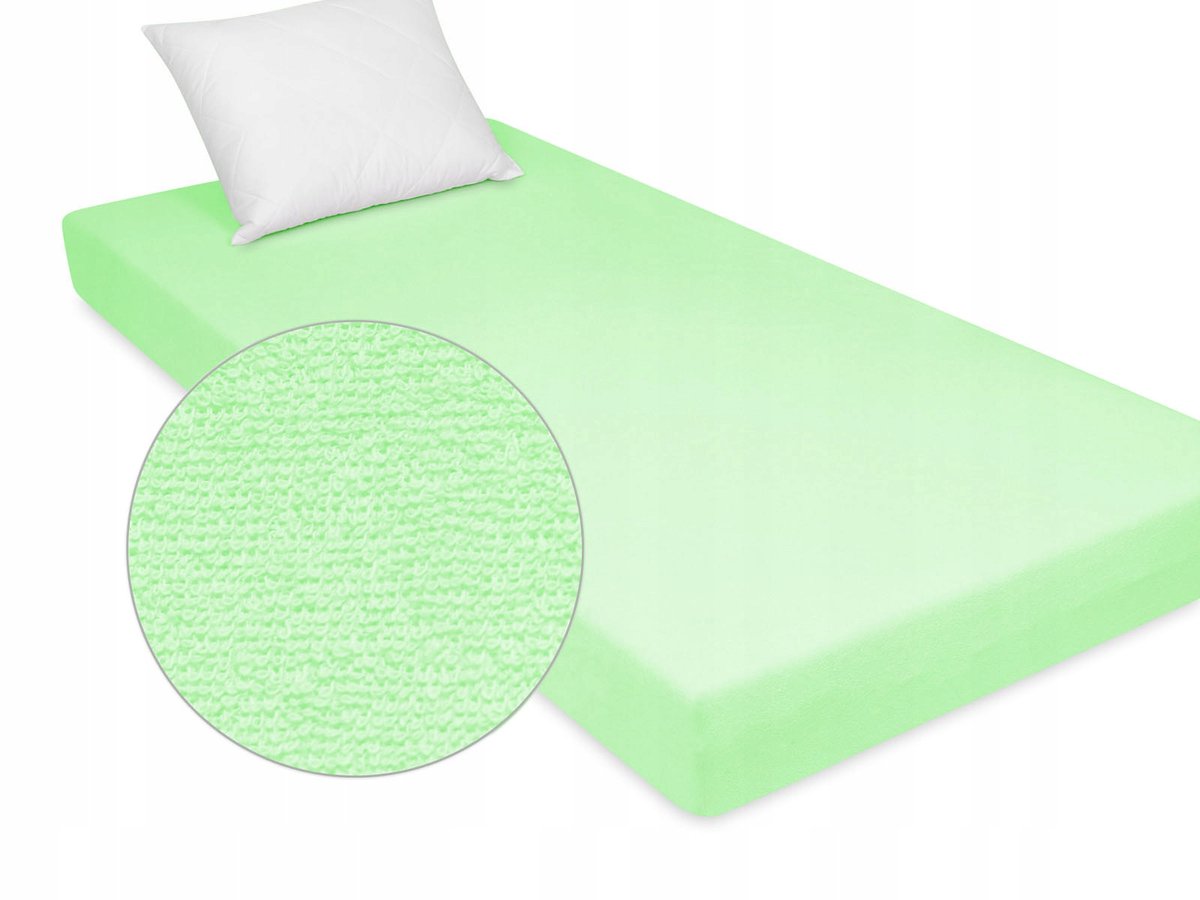 Merkloos Terry Hoeslaken met Elastiek 120x200 cm - Zeegroen