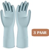 Waterdichte Schoonmaakhandschoenen - Set van 3 Paar – Blauw – Maat M (32x12 cm) – Huishoudhandschoenen - Stevig Rubber – Antislip & Touchscreen – Afwashandschoenen - Goede Kwaliteit