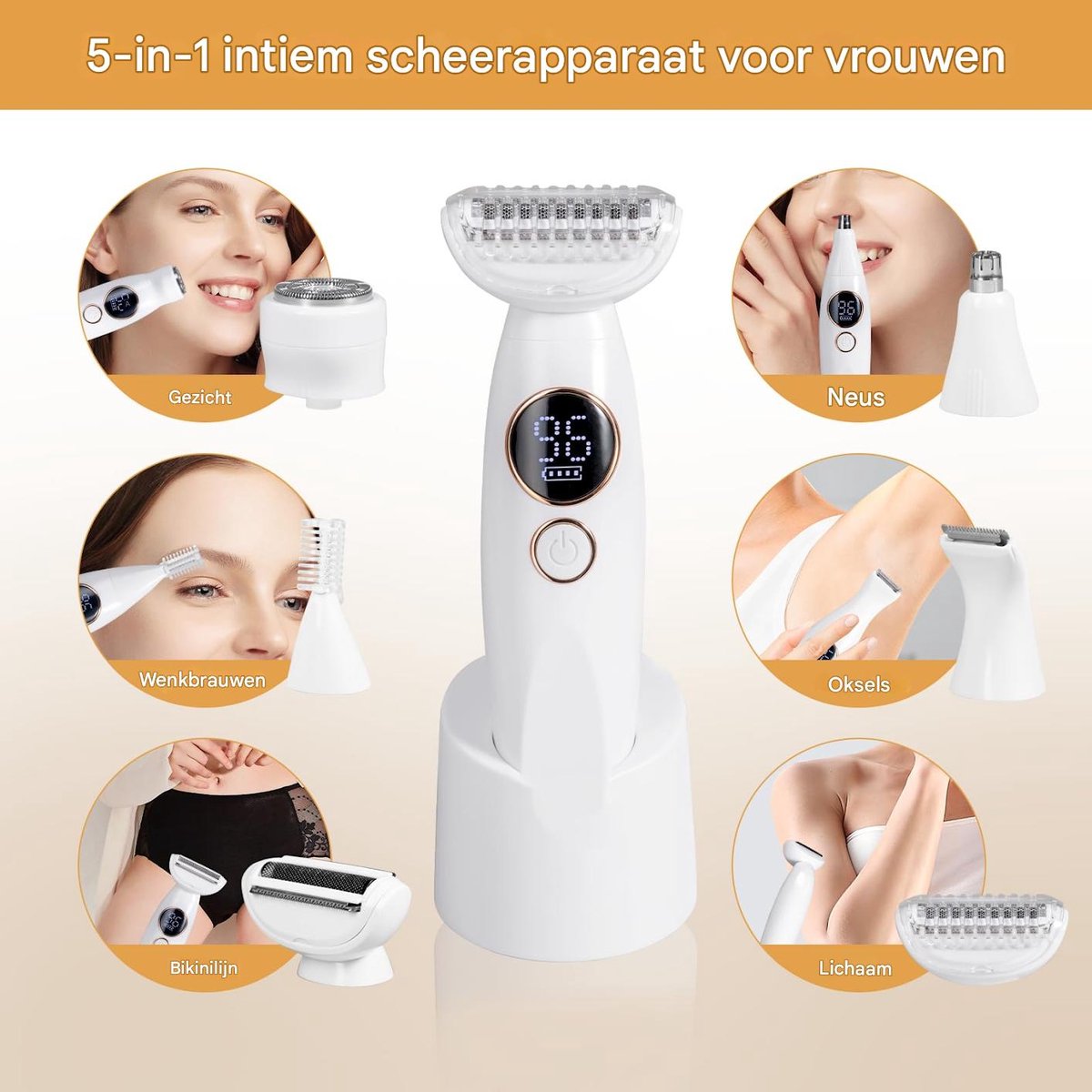 BYTEBAZAAR 5-in-1 Dames Scheerapparaat met USB-oplaadstation - afbeelding 3