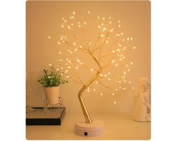 Twinkling Boom - Gouden takken - Warm wit Boompje Verlichting - Koperdraad boomlamp - Kerstboom - LED Lamp Boom - Decoratie Lichtboom - Lampjes Boom - LED Tree Nachtlampje - Boompje - Vouwbaar - Valentijn - Kerst - Cadeau voor Haar - 50 cm