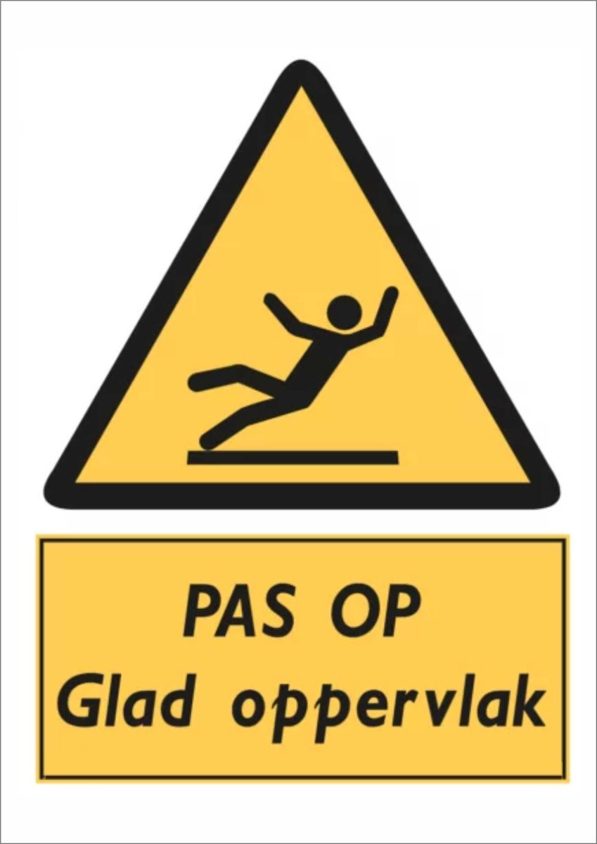 Pas op glad oppervlak - sticker - A4