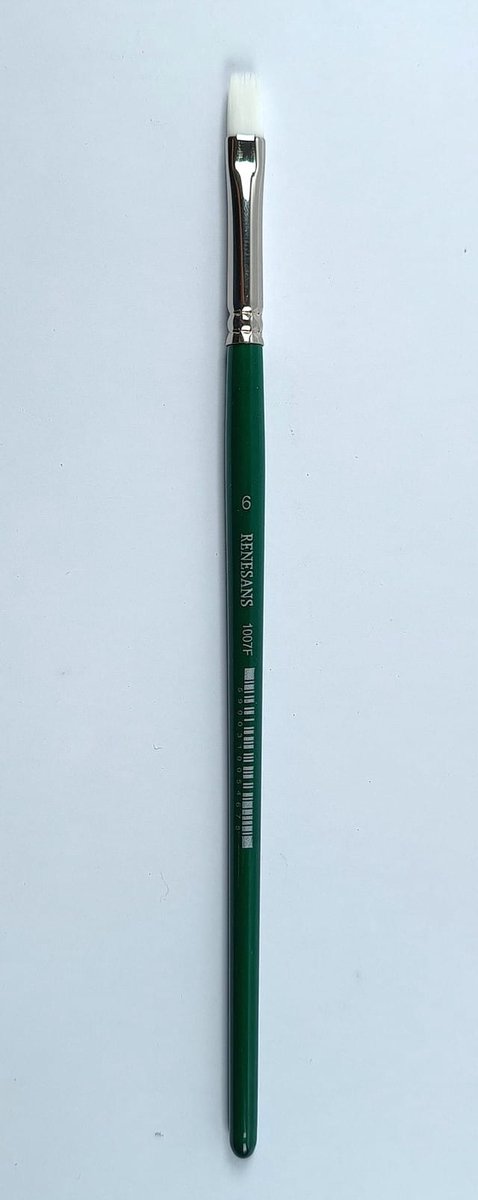 Renesans 1007F Synthetische Platte Kwast Wit Maat 6