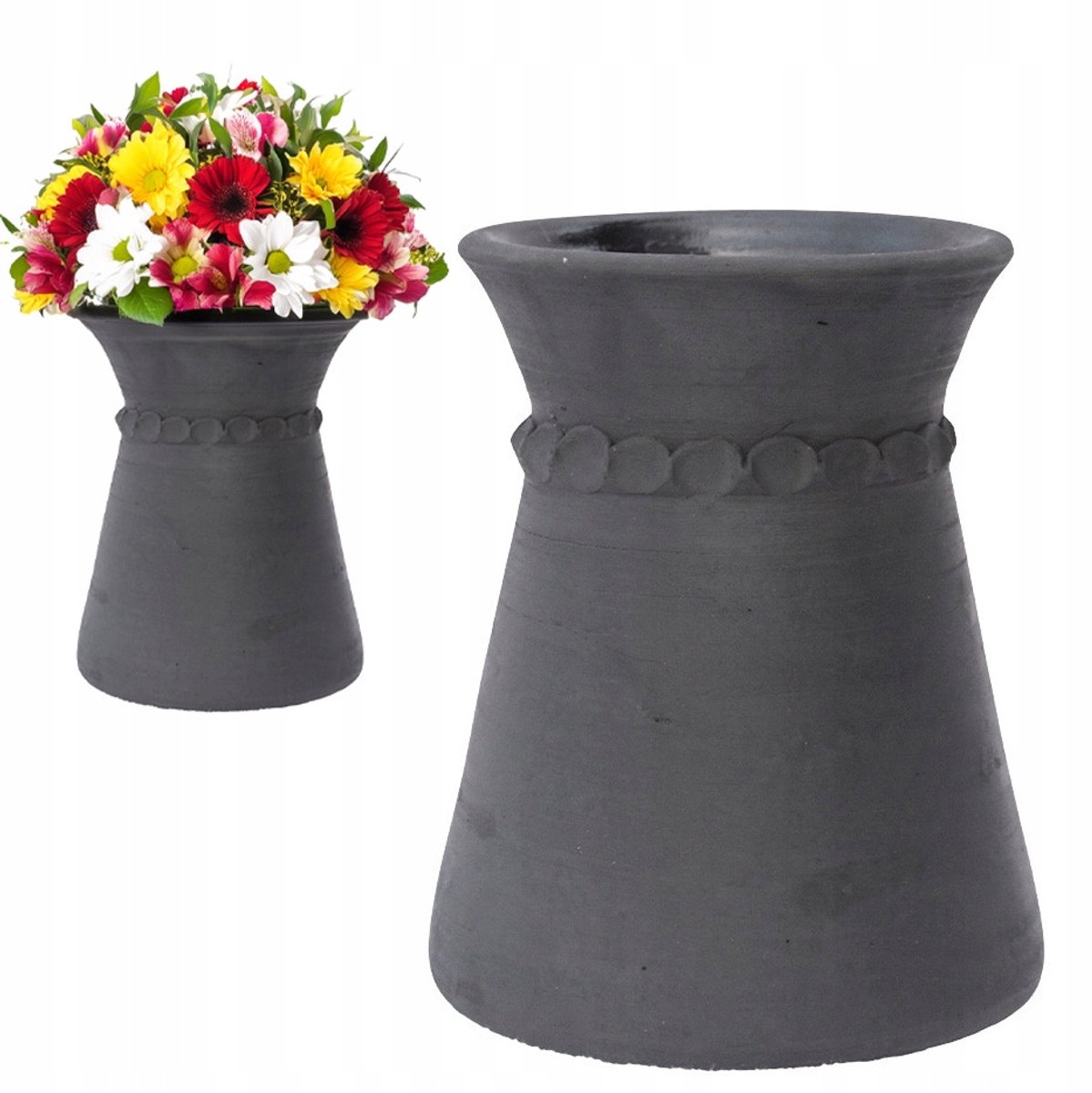 Zwart Keramiek Vaas 21cm - Handgemaakt, Scandinavisch design