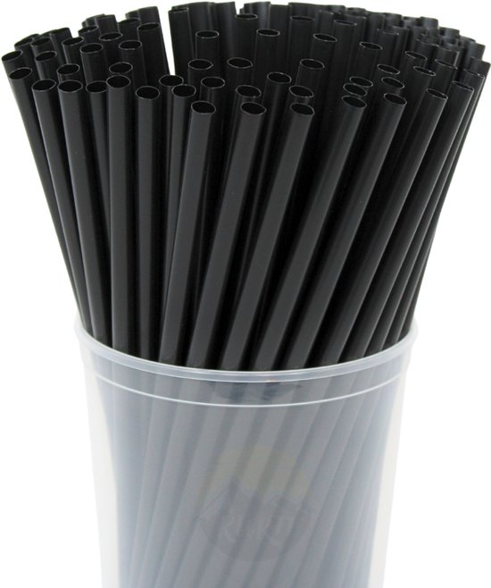 KURTT - 500 stuks Plastic rietjes - herbruikbaar rietje - 8x240mm - reusable - zwart ( europese norm EN12875-1 gecertificeerd)