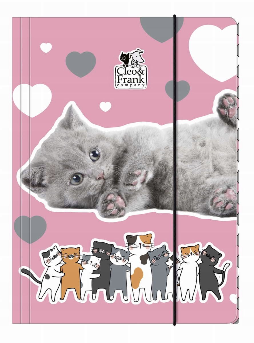 Map A4 met elastiek Cleo & Frank - Kattenprint