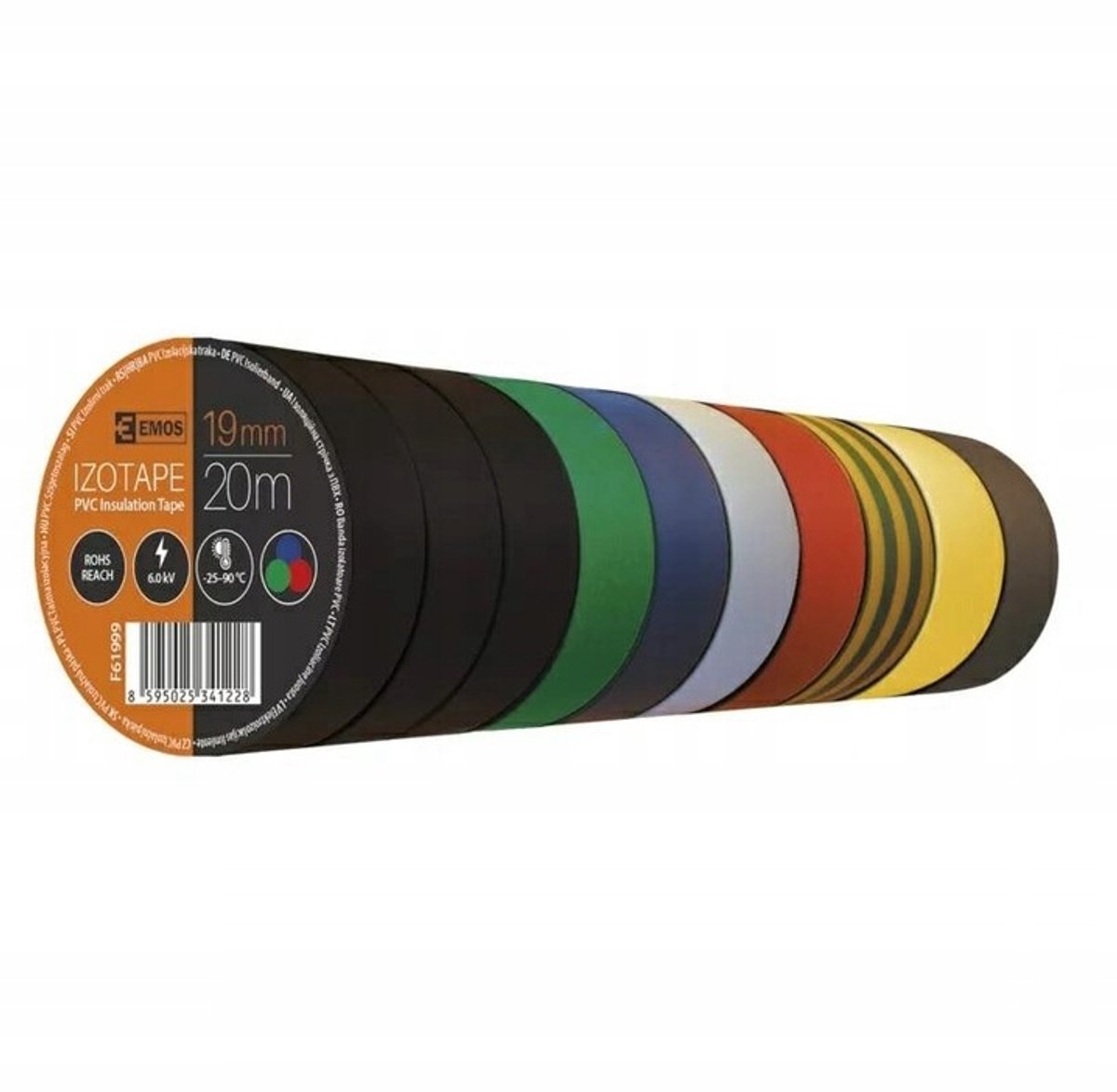 Emos PVC Isolatietapes 19mm x 20m - Mix Kleur