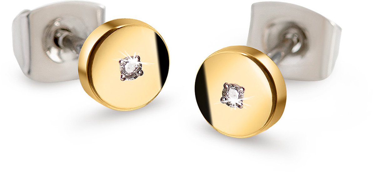 Boccia Titanium 05064-04 Dames Oorbellen - Oorknopjes - Sieraad - 0,02 crt - Goudkleurig - Diamant - 5 mm breed - 5 mm lang